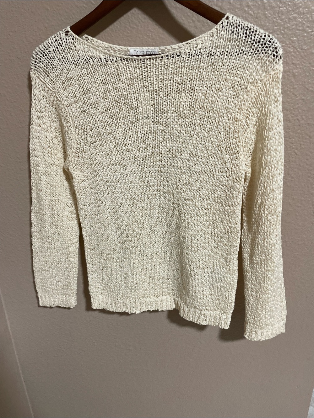 J. Crew Cream Open-Weave Boatneck Sweater